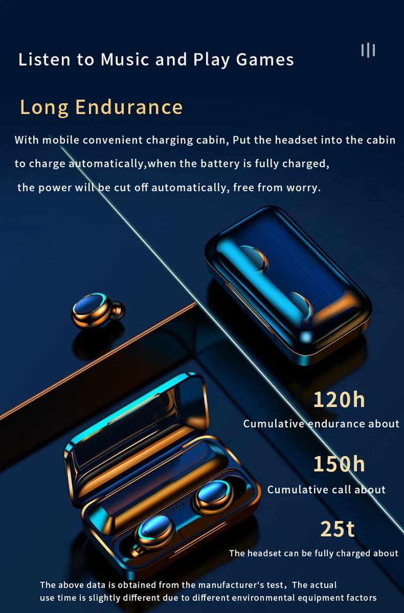 Беспроводные наушники-вкладыши Bluetooth водонепроницаемые наушники F9 с глубокими