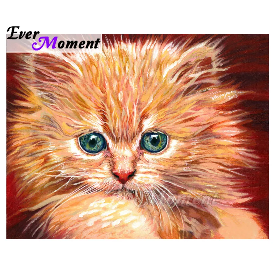

Ever Moment Diamond Painting Green Tear Eyes Cat Art Picture Of Rhinestone Mosaic Decoration Diamond Embroidery Decor ASF1812