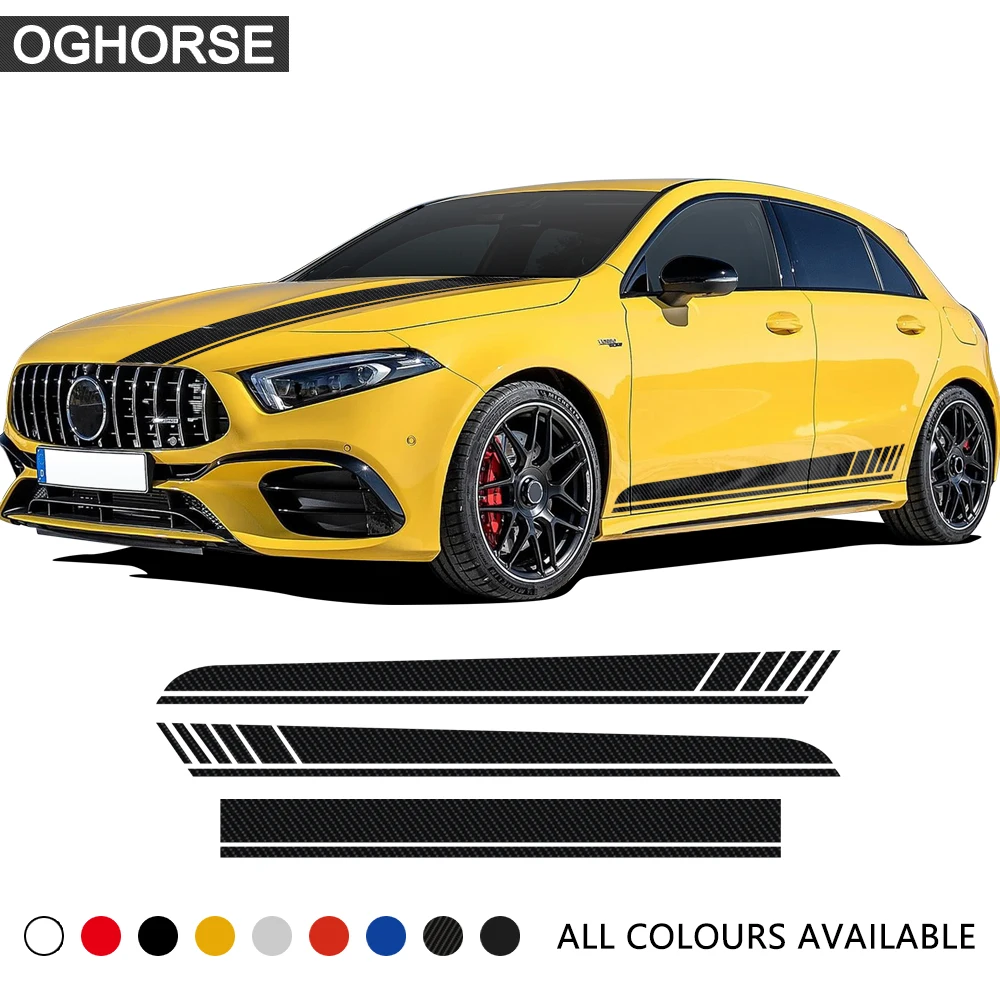 

For Mercedes Benz A Class W177 5-Door Hatchback 2018-Present Edition 1 AMG Car Hood Vinyl Decal Side Stripes Skirt Sticker