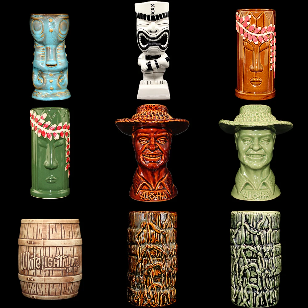 

1 pc Hawaii Tiki Mugs Cocktail Cup Beer Beverage Mug Wine Mugs Tumblers Ceramic Tiki Mugs Great For Whiskey Drink Party Cups