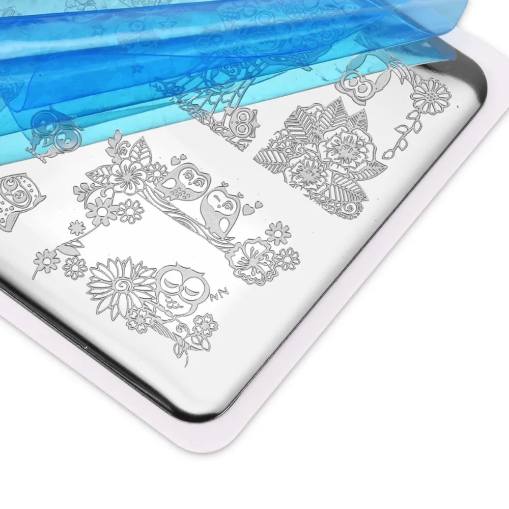 Пластины для штамповки ногтей летняя Форма с рисунком совы Прямоугольная форма