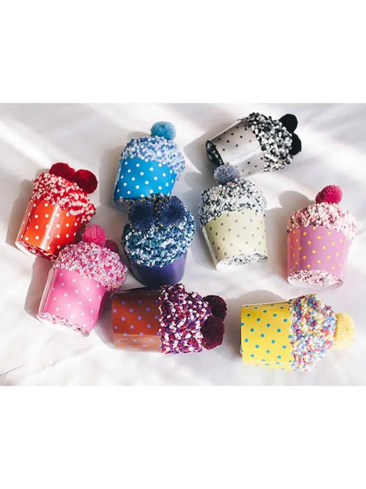 

9 Pairs Mutlicolored Fuzzy Socks Pompom Velvet Warm Slipper Hosiery Cupcake Box