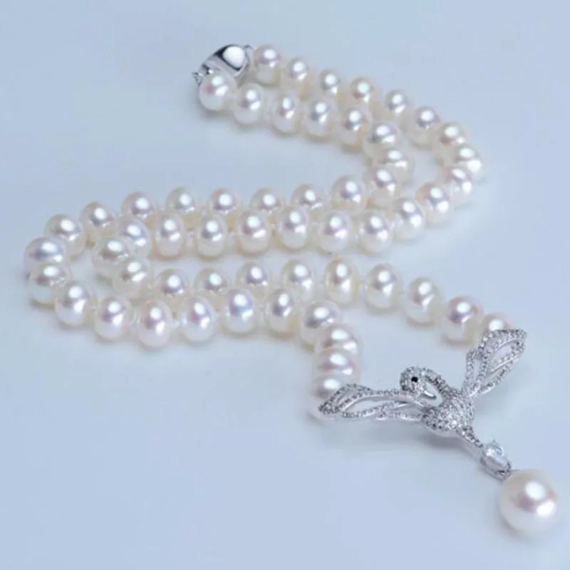 

gorgeous 9-10mm south sea white round pearl necklace 18inch 925s