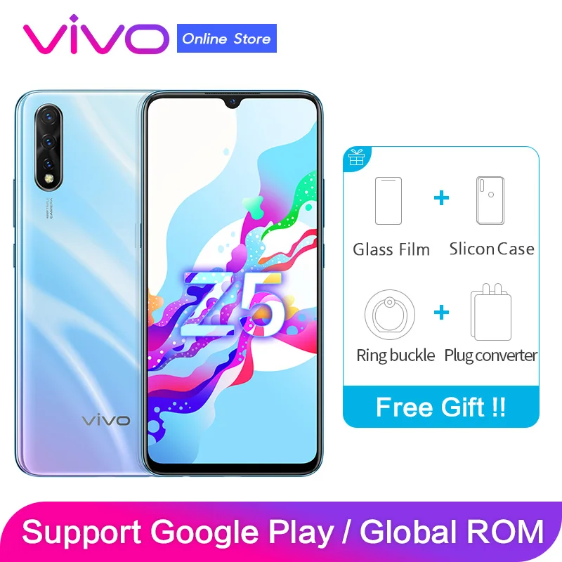 Vivo Z5 поддержка глобальной rom Google Paly 6G 128G мобильный телефон 48MP + 32MP 4 камеры лицо