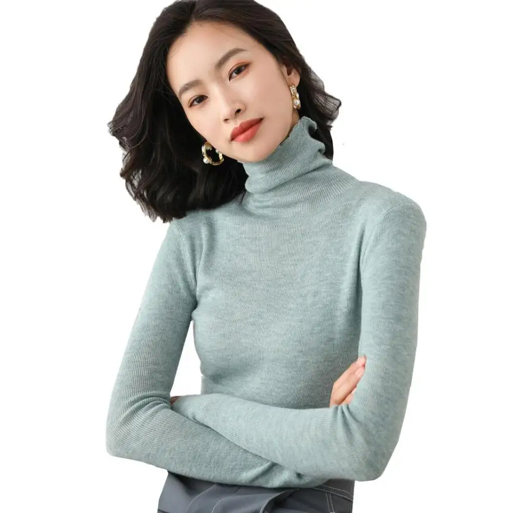 

Ladies Knitted Turtleneck Sweater Women Pullovers Knitwear Jumper Spring Autumn Soft Basic Women Sweaters Slim Fit Tops Female