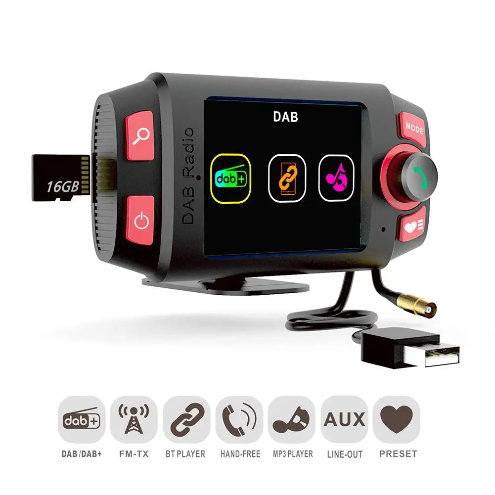 

MP3 Player Car DAB+/DAB Radio Adapter Car FM Transmitter With 2.4 Inch Display And Bluetooth Car Mount MP3 Player