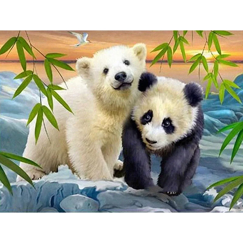 

Алмазная живопись 5D, панда, белый медведь, искусственная вышивка, животное, бамбук, снег, набор, ремесла, детский подарок, домашний декор M44