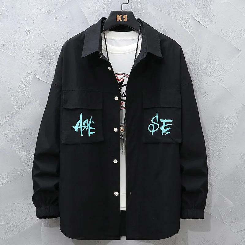 

Casual Men's Turn-Down Coolar Jacket 2021 Spring Summer Tops Fashion Thin Sun Protection Single Breasted Coat Windbreaker Cloth