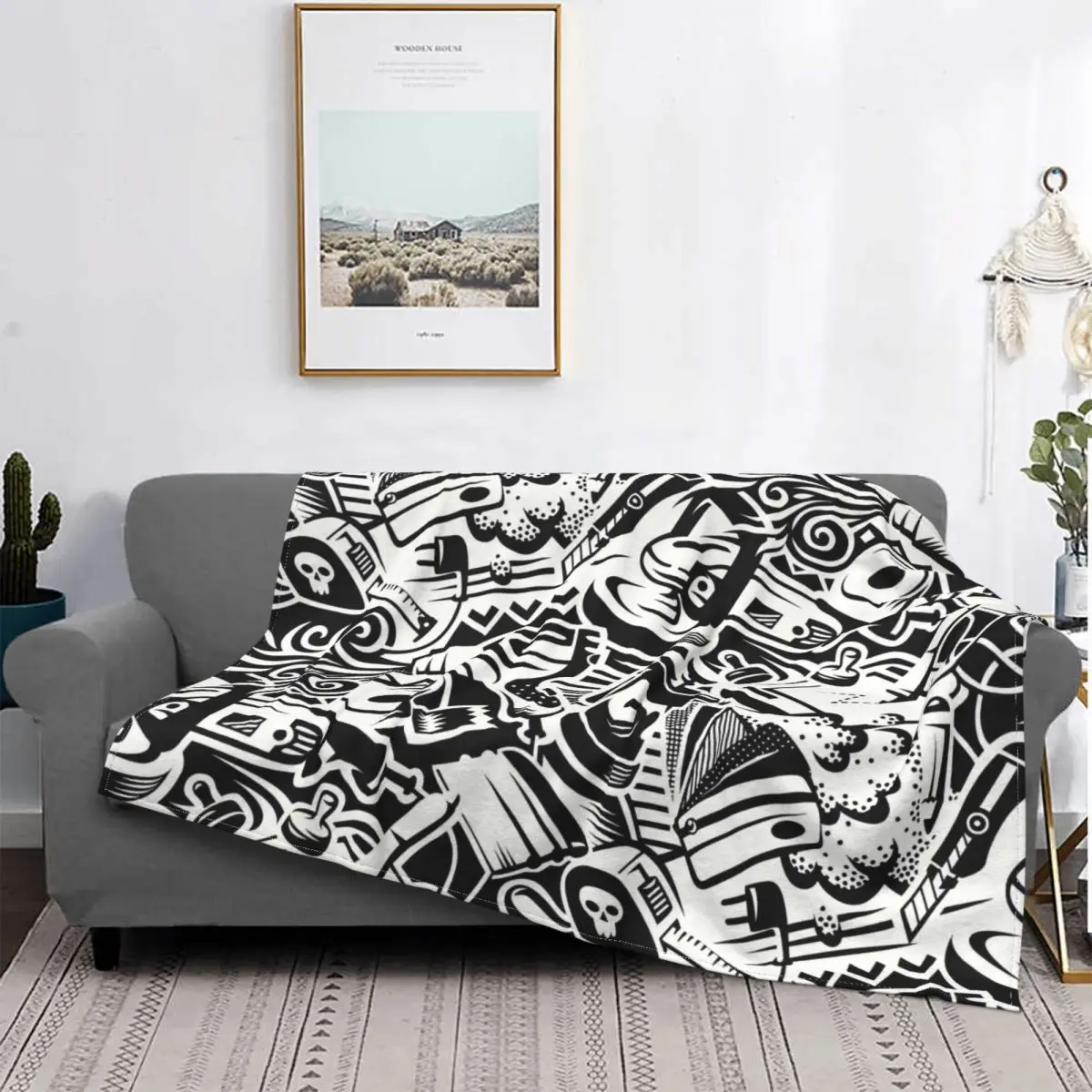 

Цветное Клетчатое одеяло в стиле граффити, Крутое всесезонное хлопковое портативное Фланелевое покрывало для кровати и дома