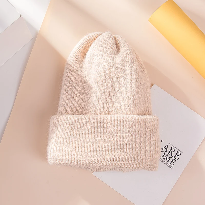 H3559 Women Warm Beanie Hat Female Autumn Winter Korean Thick Knitting Skullies Cap Girl Pure Color Fashion Lovely Shopping Hats |