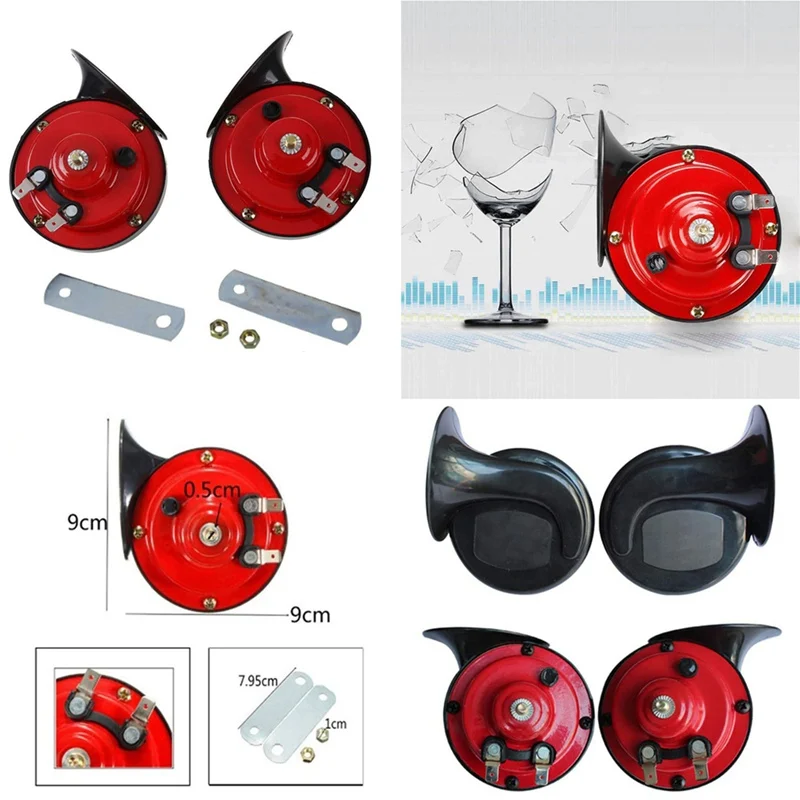 

300 DB Super Train Horn For Truck (1 Pair) Snail Electric Horn 12V Whistle Sound Dual Tone Horn Waterproof - Picture Color
