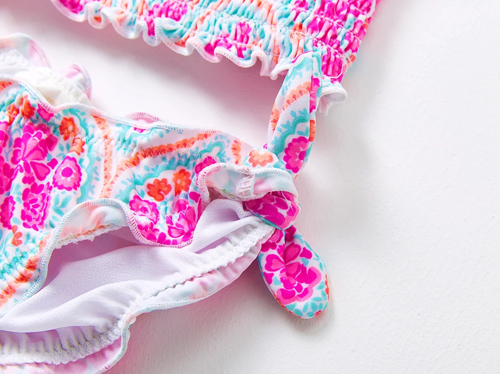 Новый 2021 одежда для купания девочек платье в складку купальник бикини комплект