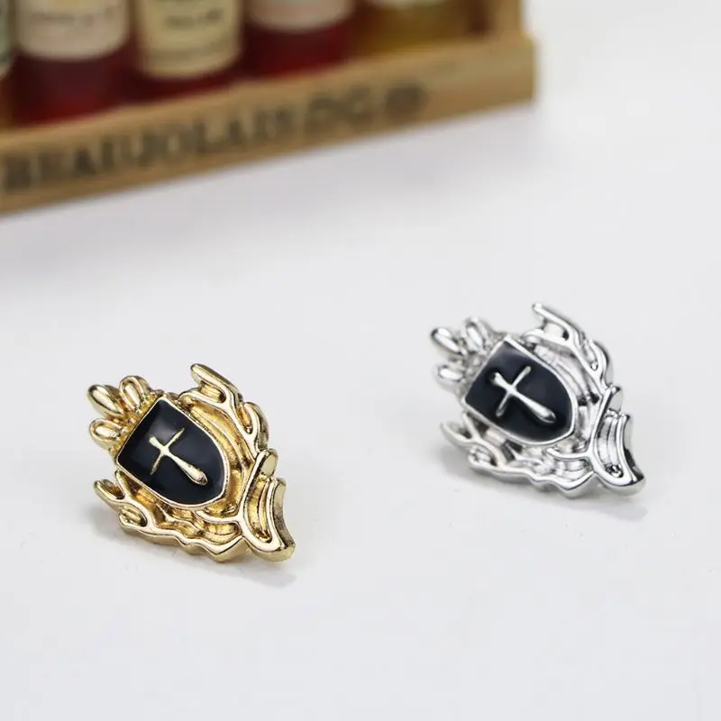 1 пара крест щит деловой костюм воротник рубашки нагрудные булавки брошь советы