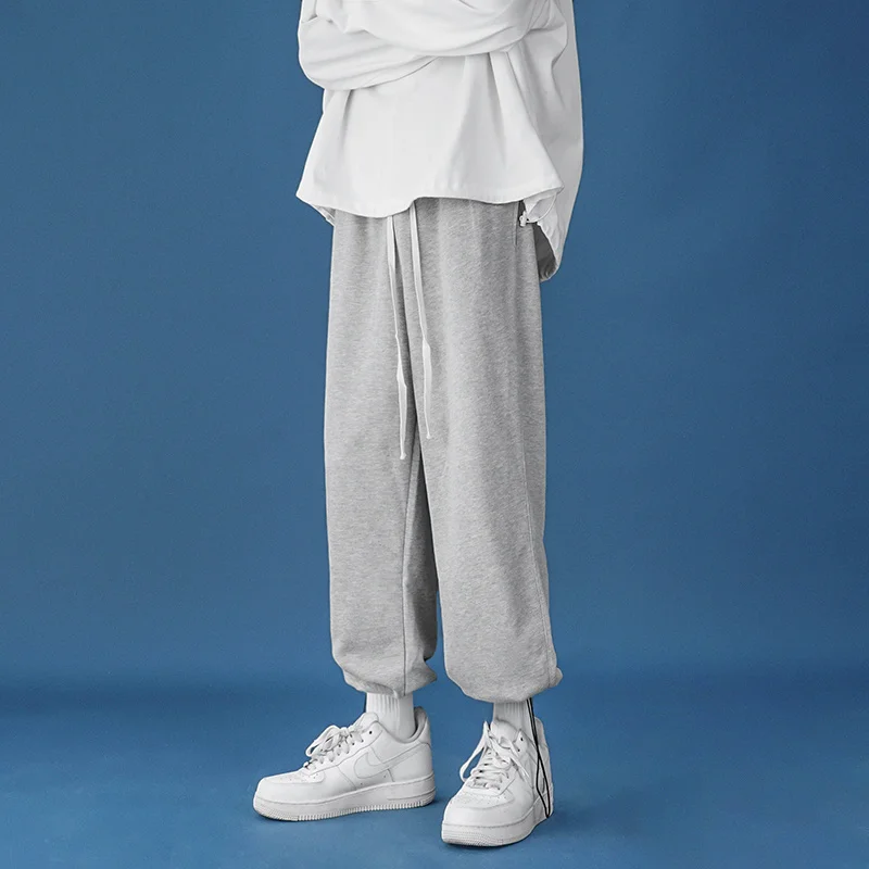 

Cotton Sweatpants Men's Fashion Black Gray Casual Pants Men Streetwear Loose Straight Pants Mens Joggers Track Pants M-2XL