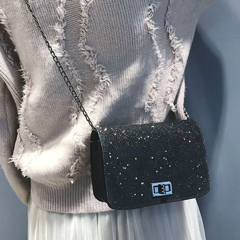 Хит продаж 1 шт. женская сумка через плечо модная цепочка с блестками для