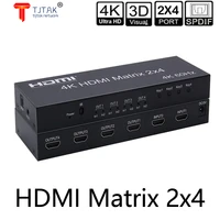 4k hdmi matrix 2x4 splitter 4k 60hz 2 in 4 out hdmi splitter switcher audio extractor aux spdif scale down for ps34 tv dvd