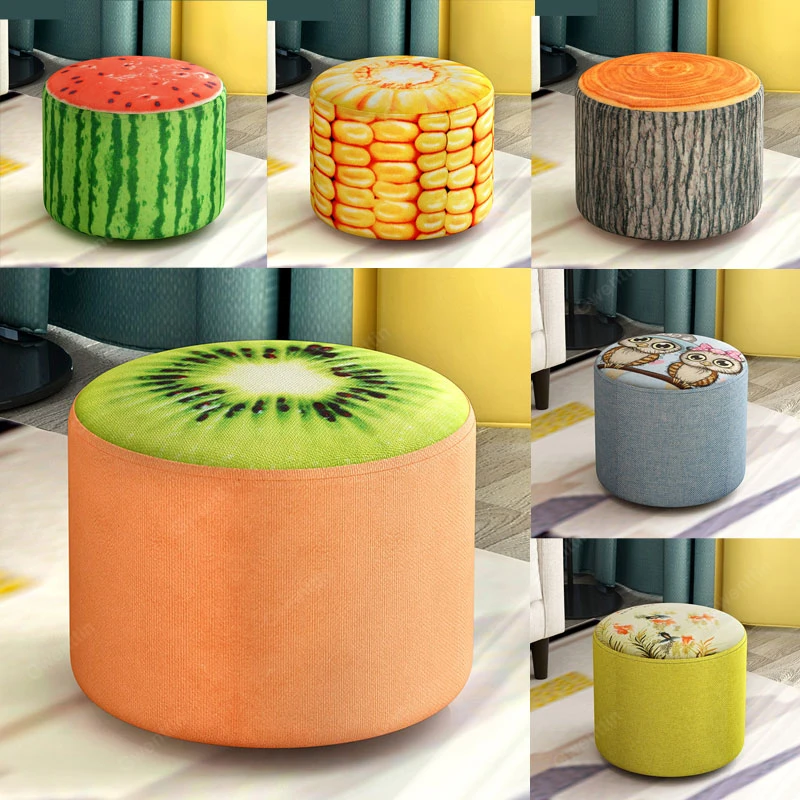 Современный круглый деревянный стул с фруктовыми животными маленький диван