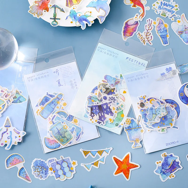40 Pcs/pack Have Your Starry Sky Series Label Kawaii Diary Handmade Adhesive Paper Flake Japan Sticker Scrapbooking Stationery | Канцтовары