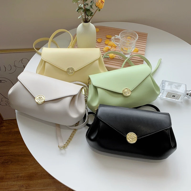 

Stylish Office Women Shoulder Bag 2021 Soft PU Leather Small Chain Crossbody Bag Luxury Branded Designer Handbags Purse
