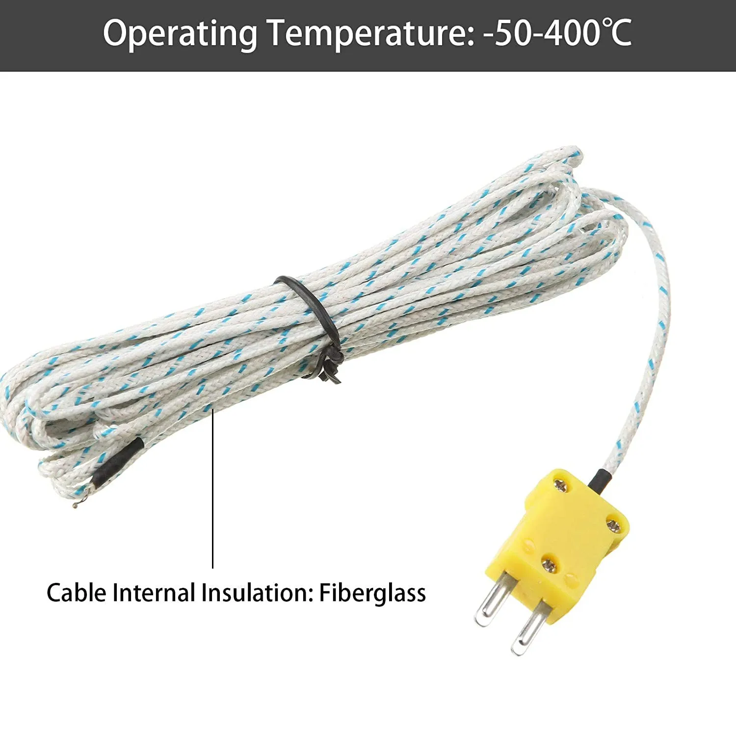

1PC 100/300/500cm 902c K Type Connector Thermocouple Temperature Probe Sensor Measure Range -50 To400℃ Thermocouple Connector