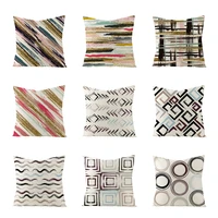 colorful geometric lines printing pillowcase home decoration linen sofa pillow case chair car comfortable cushion cover 4545cm