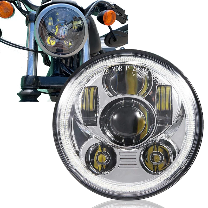 Мотоцикл 5 3/4 &quotчерный светодиодный круглый фонарь H4 дальнего и ближнего света с