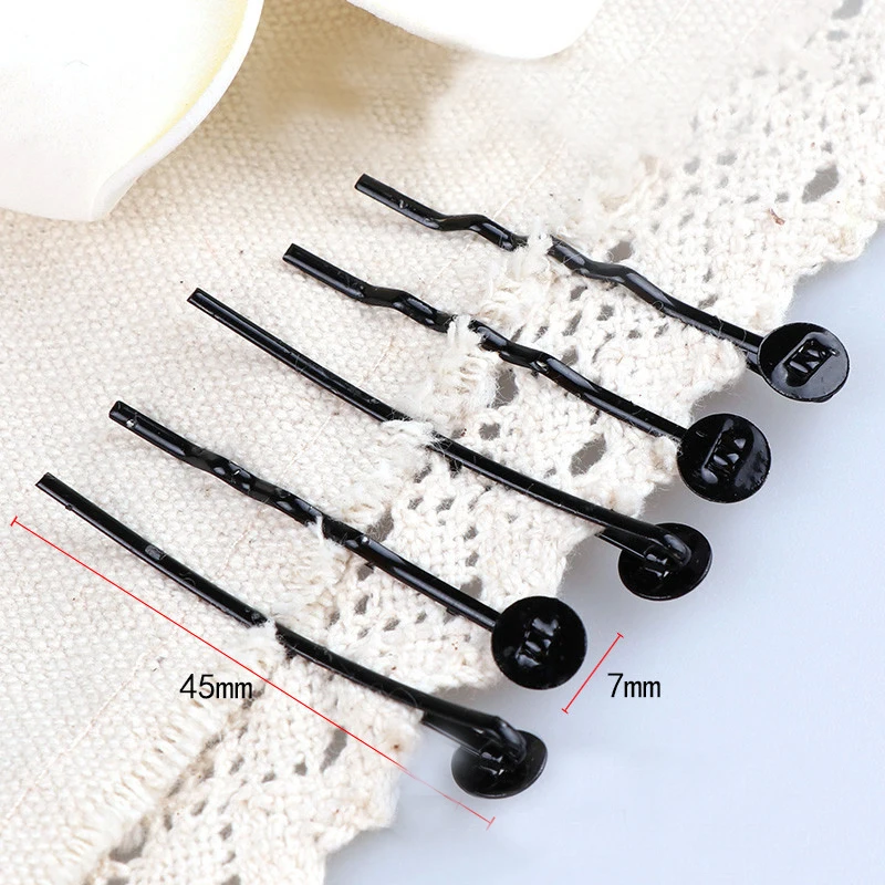 

20pcs Rhodium Gold Black 45mm Hair Clip With Cabochon Cameo Blanks Base Settings For Diy Making Hair Clips Blank Hairpin Base