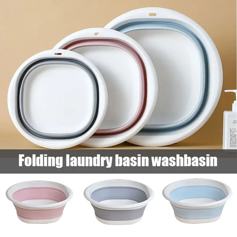 

32cm 38cm Plastic Folding Basins Portable Wash Basins Folding Laundry Tub Bathroom Kitchen Accessories Travel Folding Wash Basin