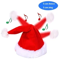 christmas snapback adjustable hat funny shaking dancing singing santa claus cap electric toys xmas party prop decoration