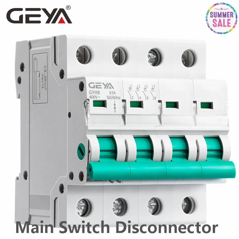 GEYA GYH8 Din Rail 4 полюса выключатель 400V главный 63A 100A 125A изолятор