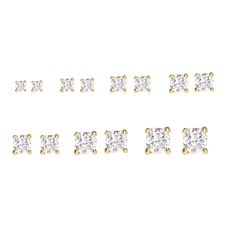 

MC Small Zircon Piercing Earrings For Women 2/3/4/5/6/7/8mm 925 Sterling Silver Ear Stud Minimalist Sweet Cute Pendientes Aretes