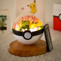 takara tomy pokemon ball pikachu figures wireless control led handcraft with wooden base diy toys brinquedos christmas gifts