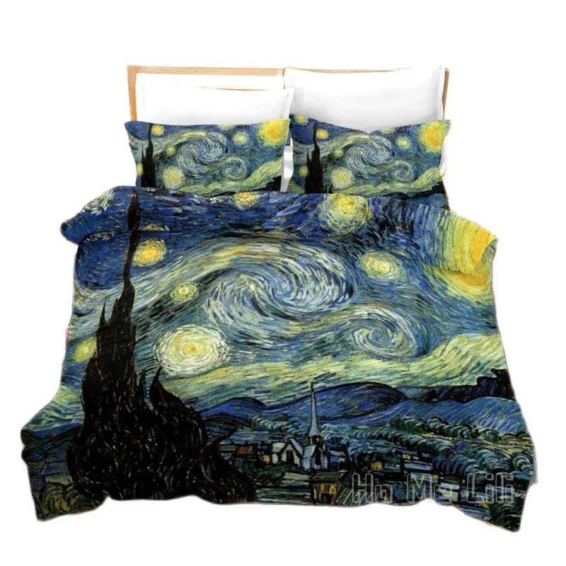 

Комплект постельного белья из микрофибры, картина маслом «Ночь от Ho Me Lili», пододеяльник, популярный современный классический декоративный ...