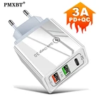 Зарядное устройство USB PD Type-C, быстрая зарядка 3,0 QC, быстрая зарядка для путешествий, Внешнее зарядное устройство для iPhone 11 Pro Max XS Samsung S10 S20 S9