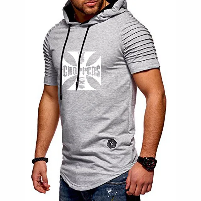 Летняя мужская футболка для западного побережья с капюшоном и коротким рукавом