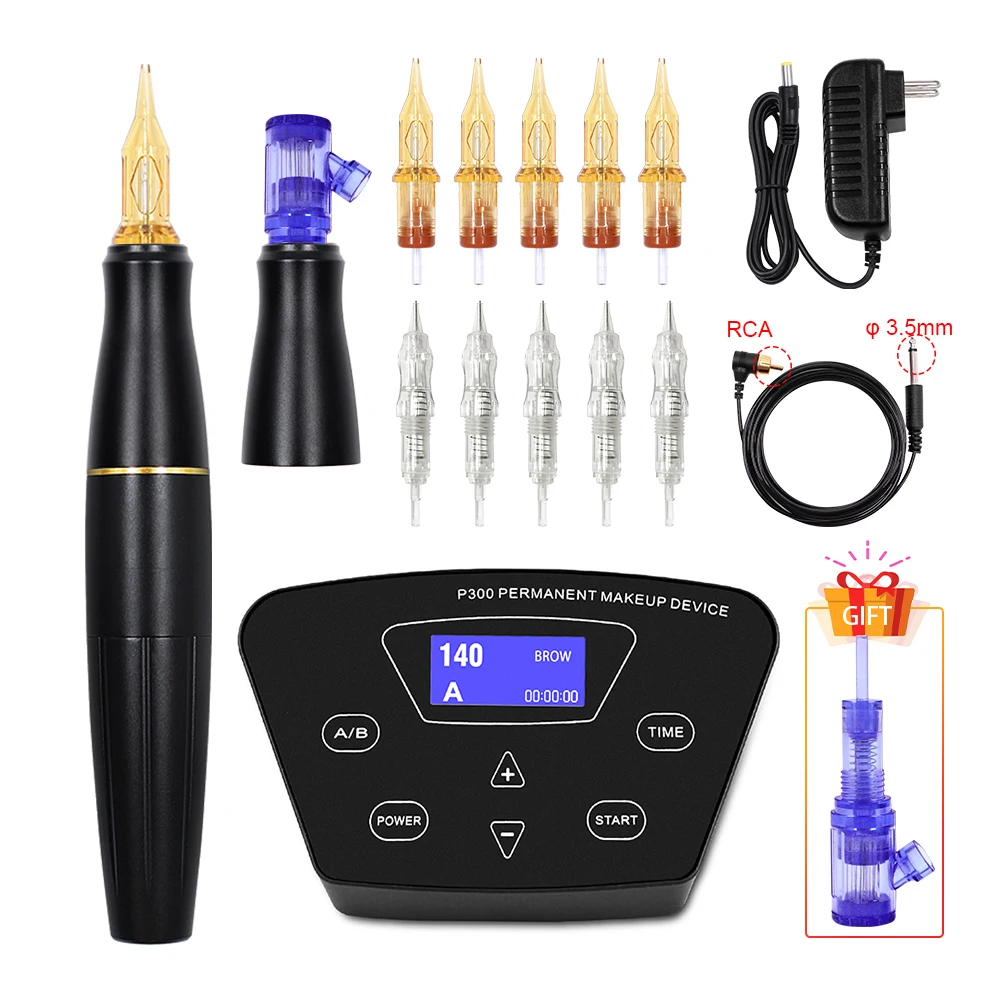 Rotary Tattoo Machine Pen Set Tattoo Kit Permanent Makeup Machine Eyebrow Tattoo Pen Gun Machine with needles