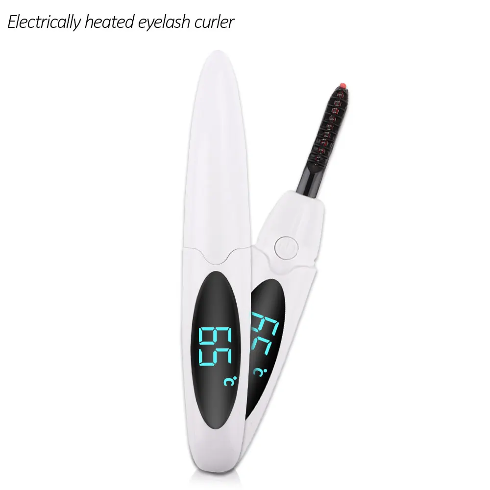 

Electric Heated Eyelash Curler Long-Lasting Curl Eyelash Makeup Tools 10s Heated Eyelash Temperature Display Portable USB Charge