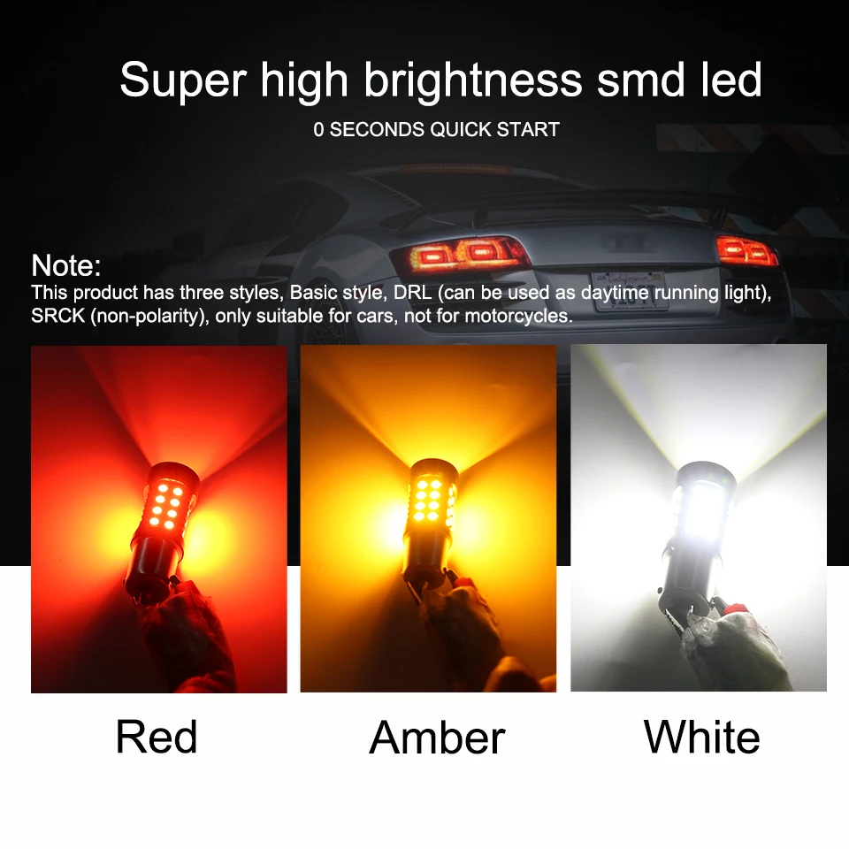 

ANMINGPU 1x Signal Lamp 1157 Led Canbus BAY15D P21 5W 3030SMD P21W BA15S Led 1156 PY21W BAU15S DRL Brake Light Turn Signal Light