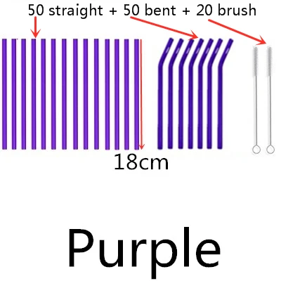 100 straw - 20 brush 100 шт многоразовые стаканы для питья 18 см х 8 мм для смузи, чая, сока- 10 упаковок с 20 щетками для чистки - Цвет: 100 straw - 20 brush