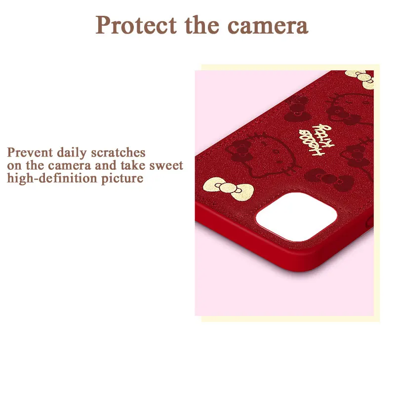 hello kitty cartoon protective case for iphone 12minipropro max fingerprint free shockproof pu hello kitty phone cover free global shipping