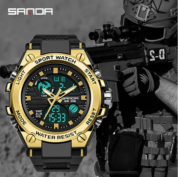 Trend multi-function military watch special forces watch men's double display waterproof luminous sports electronic Wrist watch