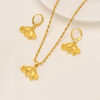bangrui gold color elephant pendant necklace earrings for women man cute little charm elephant african arab jewelry sets gifts