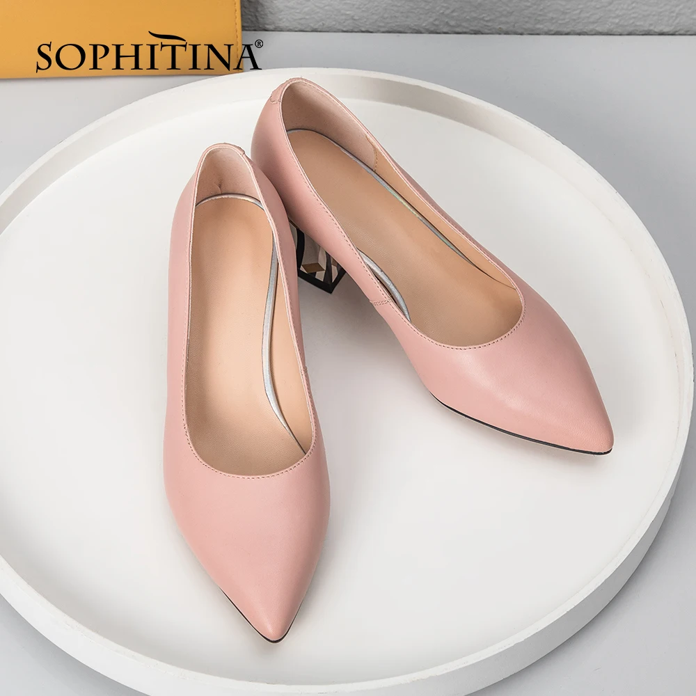 Туфли-лодочки женские разноцветные из натуральной кожи с острым носком на