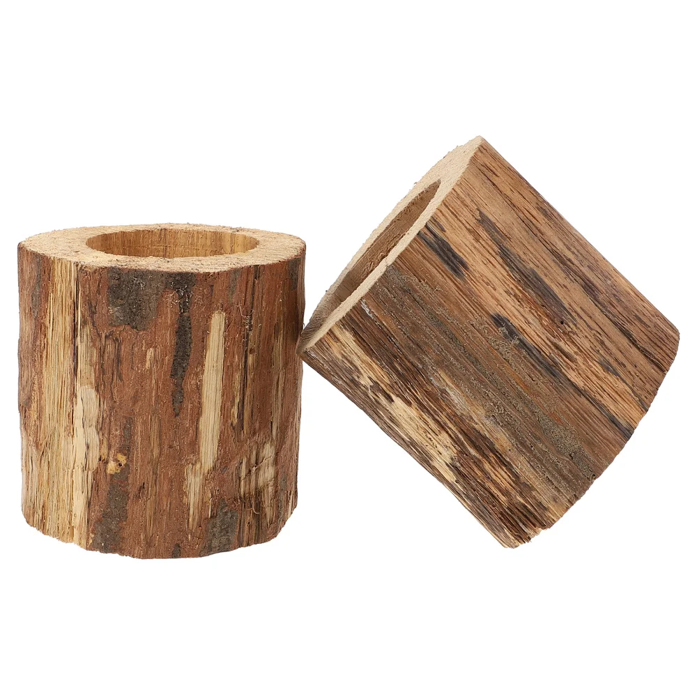 

2pcs Wooden Stake Flowerpot Useful Succulent Storage Pot Fresh Home Plant Pot