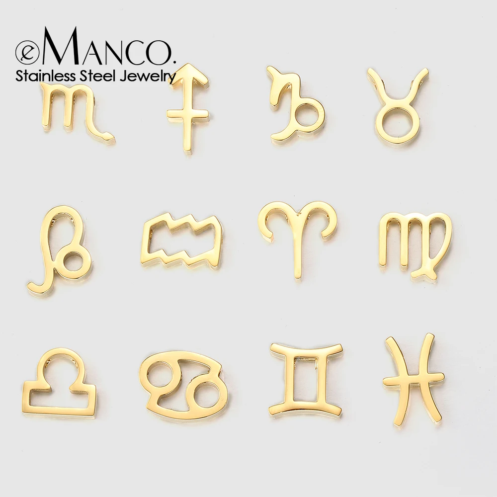 eManco Not Darken 316L Stainless Steel Zodiac Sign Charms for Necklace or Bracelets Dropshipping / Wholesale