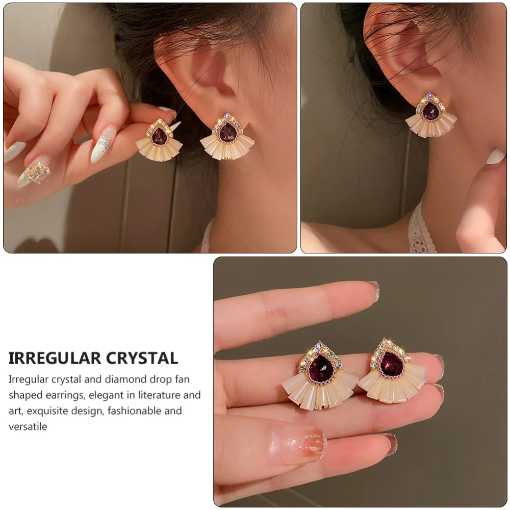 

1 Pair Scalloped Ear Jewelry Drop Earring Crystal Earrings Jewelry for