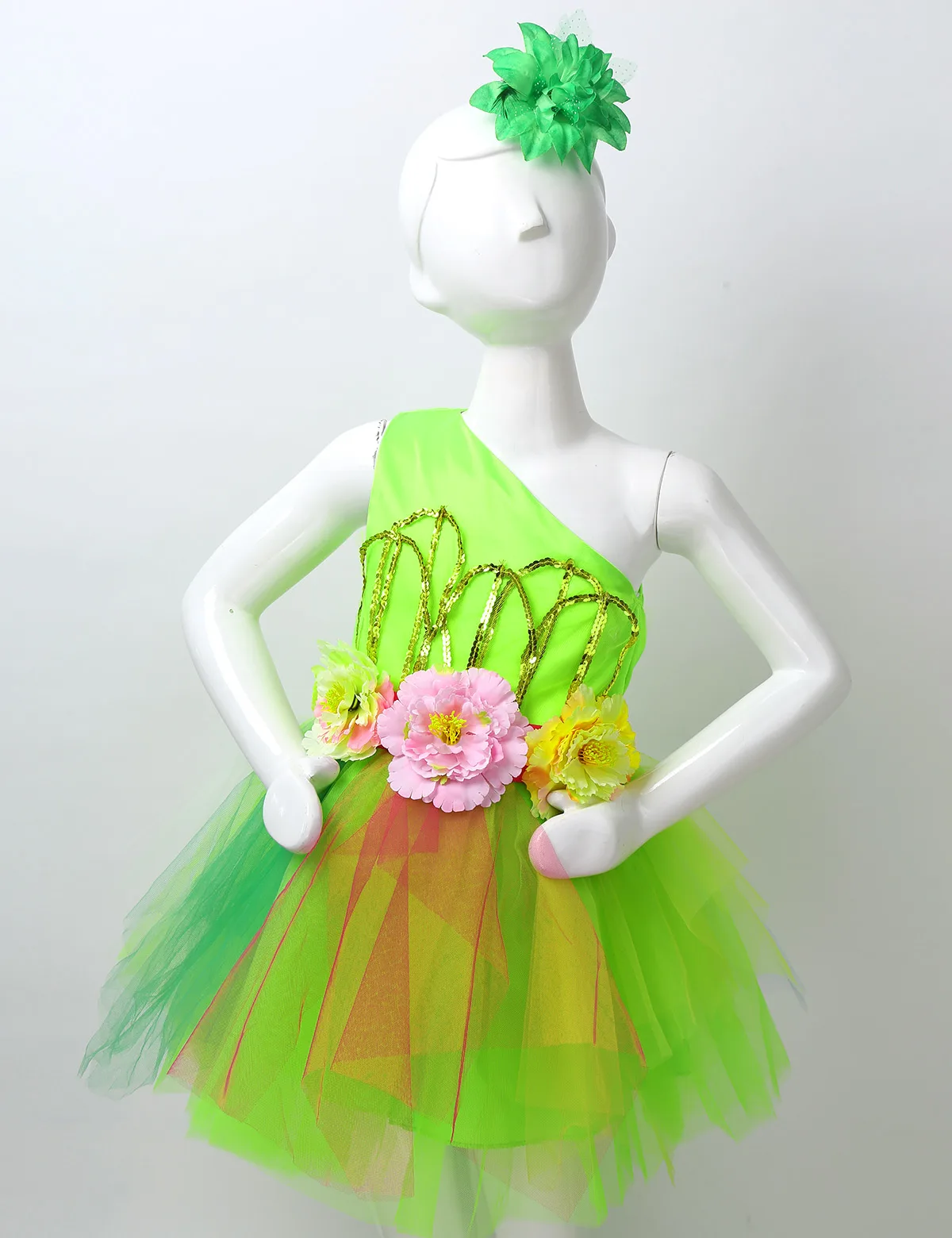 Girls Ballet Dress For Children Dance Kids Sequins 3D Flower Mesh Tutu Modern Salsa Ballroom Costume | Детская одежда и обувь