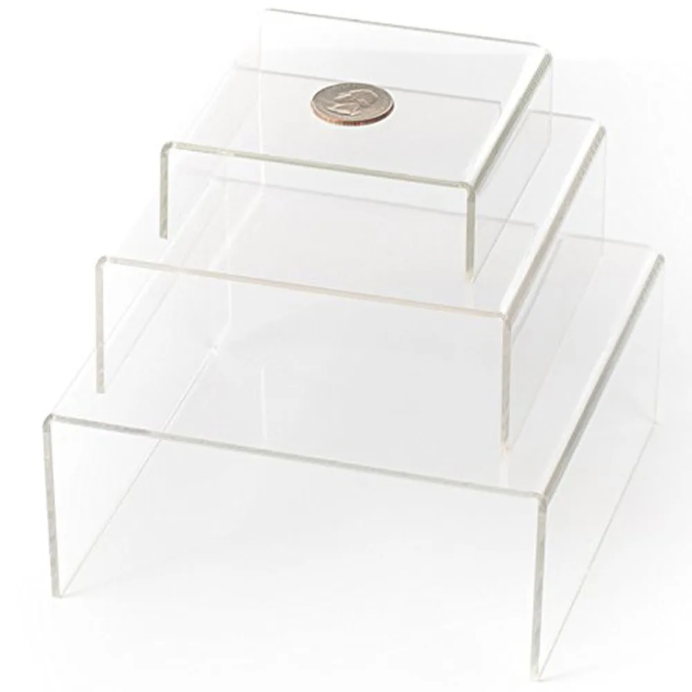 

3pcs Square Acrylic Transparent Display Stands Showcase Kit Makeup Holder Base