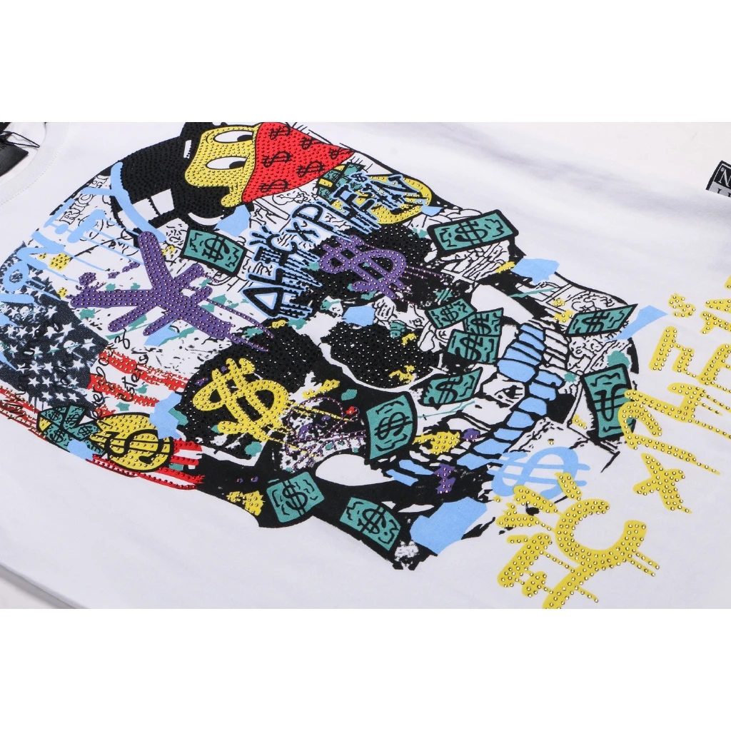 

Philipp plein Philip short sleeve PP boys' top fashion short sleeve Summer Cotton breathable skull head print hot drill