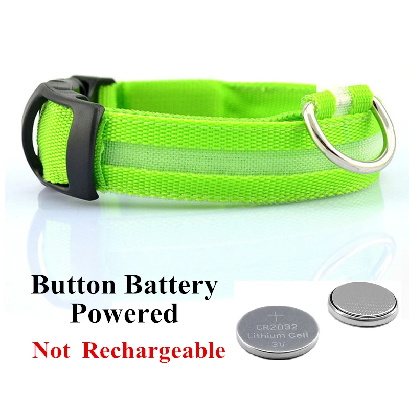 Green Battery USB Перезаряжаемый светодиод для домашних собак светящийся ошейник для домашних животных светящееся мигающее ожерелье для прогулок на открытом воздухе ошейник безопасности для собак товары для домашних животных - Цвет: Green Battery